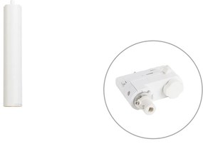 Designerska Lampa Wisząca Biała z Adapterem do Szyny 3-Fazowej - 3-Fazowa Tuba Small