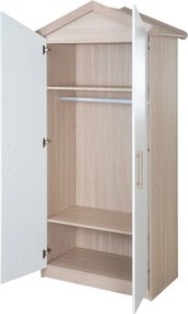 Biało-naturalna szafa dziecięca w dekorze dębu 96x190x50 cm Cabane – Roba