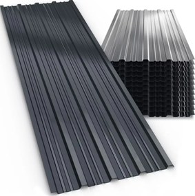Blacha trapezowa ARON, zestaw 12 sztuk, 129×46 cm, antracytowa Jurhan