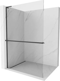 Mexen Kioto+ L ścianka prysznicowa z półką Walk-in 105 x 200 cm, transparent, czarna - 800-105-123-70-00