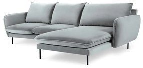 Jasnoszara narożna aksamitna sofa prawostronna Cosmopolitan Design Vienna