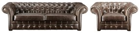 Kanapa i fotel typu chesterfield z postarzanej skóry CLOTAIRE