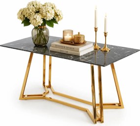 Szklany stół do salonu w stylu glamour z marmurkowym blatem A0-S05