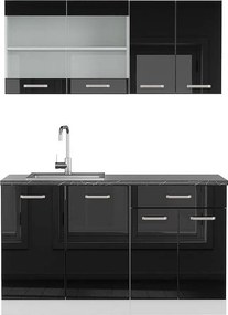 Pojedyncza kuchnia czarny wysoki połysk/biały 140x60x81.6 r-line