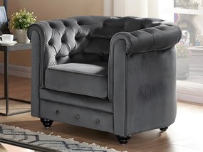 Komplet 2 foteli CHESTERFIELD - Antracytowy welur
