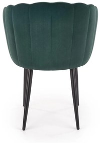 L386 krzesło ciemny zielony, muszla, tapicerowane, velvet, glamour