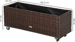 Outsunny Łóżko Podwyższone Rattanowe Kawowy Brąz 94 5x31x36cm Idealne do Ogrodu | Aosom PL