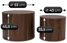 Zestaw Stolików Kawowych LEILA 43 cm/53 cm Orzech Loft
