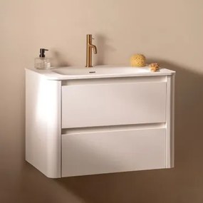 Zestaw Wiszących Mebli Łazienkowych Zintegrowany Z Umywalką Egerton Biała & Bezlusterkowiec - Sklum