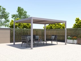 Pergola bioklimatyczna wolnostojąca elektryczna taupe z aluminium z otwieranym dachem 12 m² - AMADORA