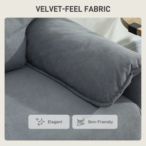 HOMCOM sofa 2-osobowa, grube poduszki, welurowe obicie, sofa tapicerowana, czarny