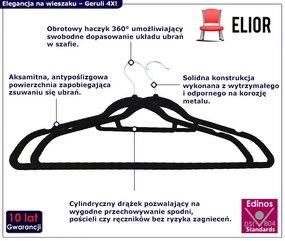 Komplet 50szt. antypoślizgowych czarnych wieszaków G6-P89