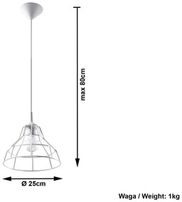 Industrialna lampa wisząca E821-Anato - biały