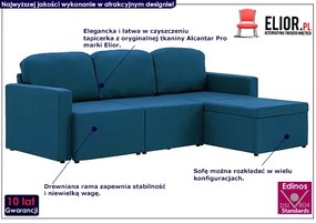 Rozkładana sofa modułowa niebieska tkanina - Lanpara 4Q