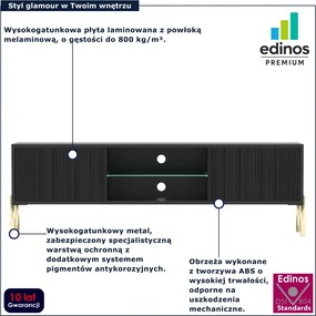 Czarna szafka RTV na złotych nóżkach 135 cm N9-P63