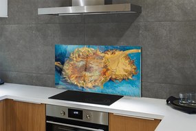 Szkło do Kuchni na Ścianę Dwa Ścięte Słoneczniki - Van Gogh