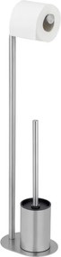 Stojak na papier toaletowy ze szczotką ze stali nierdzewnej w kolorze matowego srebra Levante – Wenko