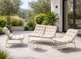 Zestaw mebli ogrodowych dla 4 osób Nivo 041 - sofa, fotele, stolik, kolor beżowy