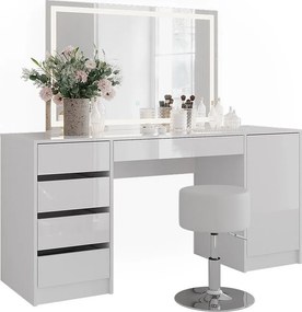 Stół do toalety biały/biały wysoki połysk 158.2x50.1x76 sherry