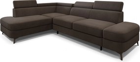 Masseno Narożnik AVISE z funkcją spania i pojemnikiem na pościel Narozniki L, Rozkładana sofa - Brązowy, MATT VELVET 29