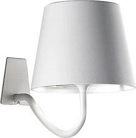 Biała lampa ścienna LED Poldina, z możliwością ładowania i ściemniania, z czasem pracy na baterii do 12 godzin.