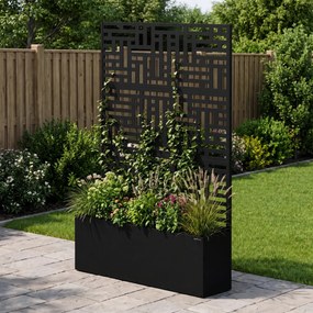 Pergola ogrodowa metalowa z donicą czarna 3in1, 1200x1800x300 mm: ROSE