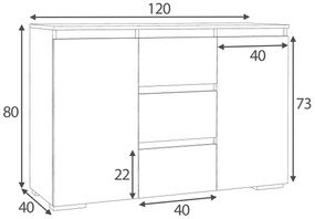 Komoda z szufladami i półkami dąb sonoma 120 cm - Egrof 4X