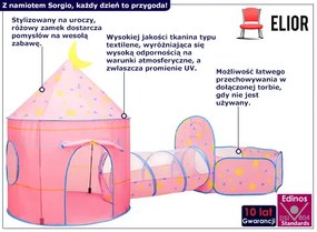 Różowy namiot dla dziewczynki z tunelem do zabawy H3-E07