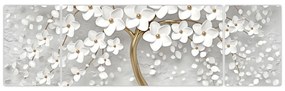 Obraz białego drzewa z kwiatami (170x50 cm)