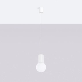 Lampa wisząca HALO 1 biała ryflowana SOLLUX  LIGHTING