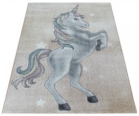 Dywan dziecięcy Funny jednorożec złoty 160 cm x 230 cm