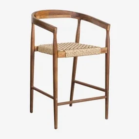 Zestaw 2 Wysokich Stołków Z Drewna Tekowego (66 Cm) Visby Drewno Tekowe - Sklum