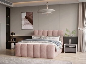 Stylowe łóżko tapicerowane KORA 180x200 cm w tkaninie CENTAUR 5 różowej