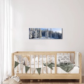 Obraz - Zima w lasach (z zegarem) (90x30 cm)