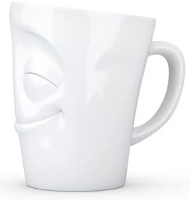 Biały zadowolony porcelanowy kubek z uchem 58products, 350 ml