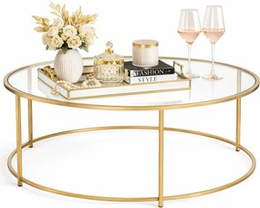 Złoty szklany stolik kawowy w stylu glamour D5-C35