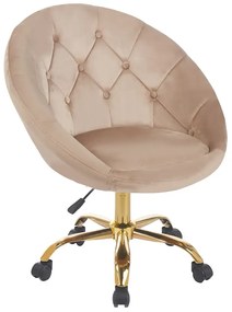 Beżowy fotel biurkowy welurowy  R0-C97