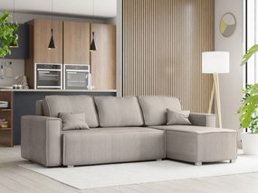 Rozkładana narożna sofa SMART COSARO beżowa, dwustronna + 2 poduszki GRATIS