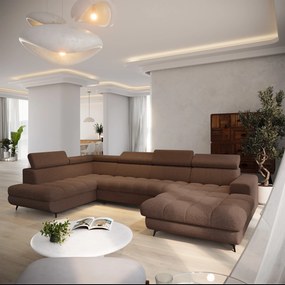 Masseno Narożnik CORENO z funkcją spania i pojemnikiem na pościel Narozniki U, Rozkładana sofa - Brązowy, QUELLE 25