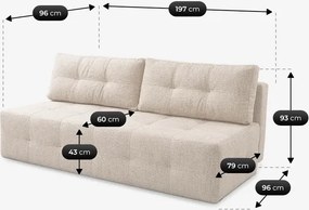 Sofa z Funkcją Spania MORANA Kremowa Szenil Nowoczesna