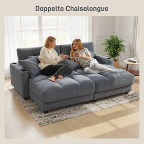 HOMCOM Sofa-łóżko z poduszką, piankowe, rozkładane, uchwyt na kubek, szary
