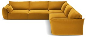 Musztardowy aksamitny narożnik Vanda – Mazzini Sofas