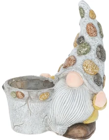 Donica ogrodowa z krasnalem, polyresin, 30 x 19 x35,5 cm