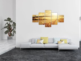 Obraz mostu z zachodem słońca (125x70 cm)