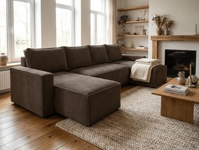 Narożnik w kształcie U SMART COSARO 295x140 cm, ciemnobrązowy