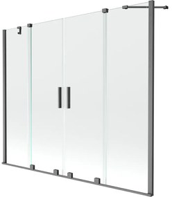 Mexen Velar Duo parawan nawannowy 2-skrzydłowy rozsuwany 180 x 150 cm, transparent, gun gray szczotkowany - 896-180-000-02-66