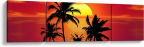 Obraz sylwetki wyspy z palmami (170x50 cm)