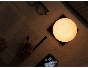 Ciemnobrązowa lampa stołowa LED z litego drewna orzechowego (wysokość 13 cm) Smart LunaSpin – Gingko