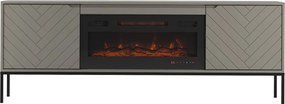 Szafka RTV z kominkiem Aspen 02 cashmere/czarny 180 cm