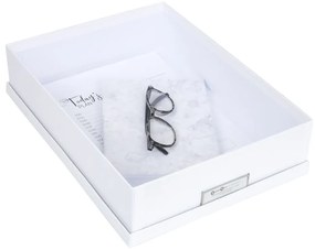 Białe pudełko na dokumenty z etykietą Bigso Box of Sweden Oskar, A4